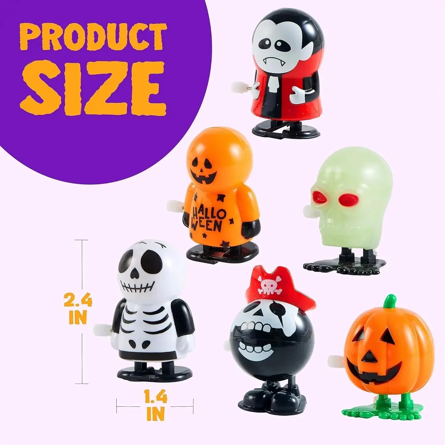 3/6PCS Cute Christmas Clockwork Wind Up Toy Jumping Teeth Ghost Pumpkin Skull Fun Novelty Ornament for Xmas Party Kids Boys Gift view 4
