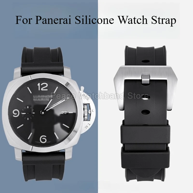 Correa de reloj de silicona con interfaz plana, resistente, antideslizante, lisa, 20 22 24mm, negro, verde, azul, para Panerai PAM359 PAM616 PAM1085 PAM00441