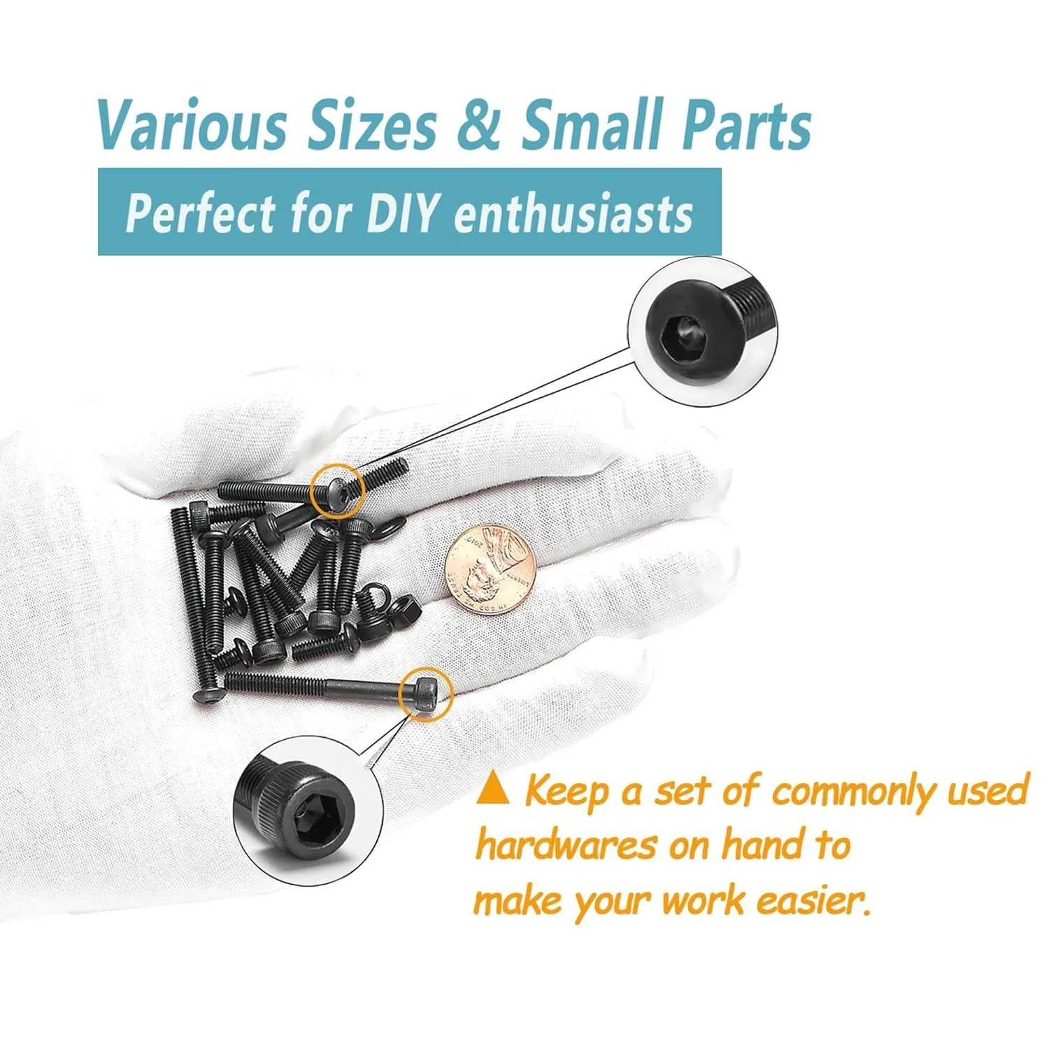 1400Pcs M4 Nut Washer Set M4x6mm-40mm Hex Socket Button and Cap Head Machine Bolt