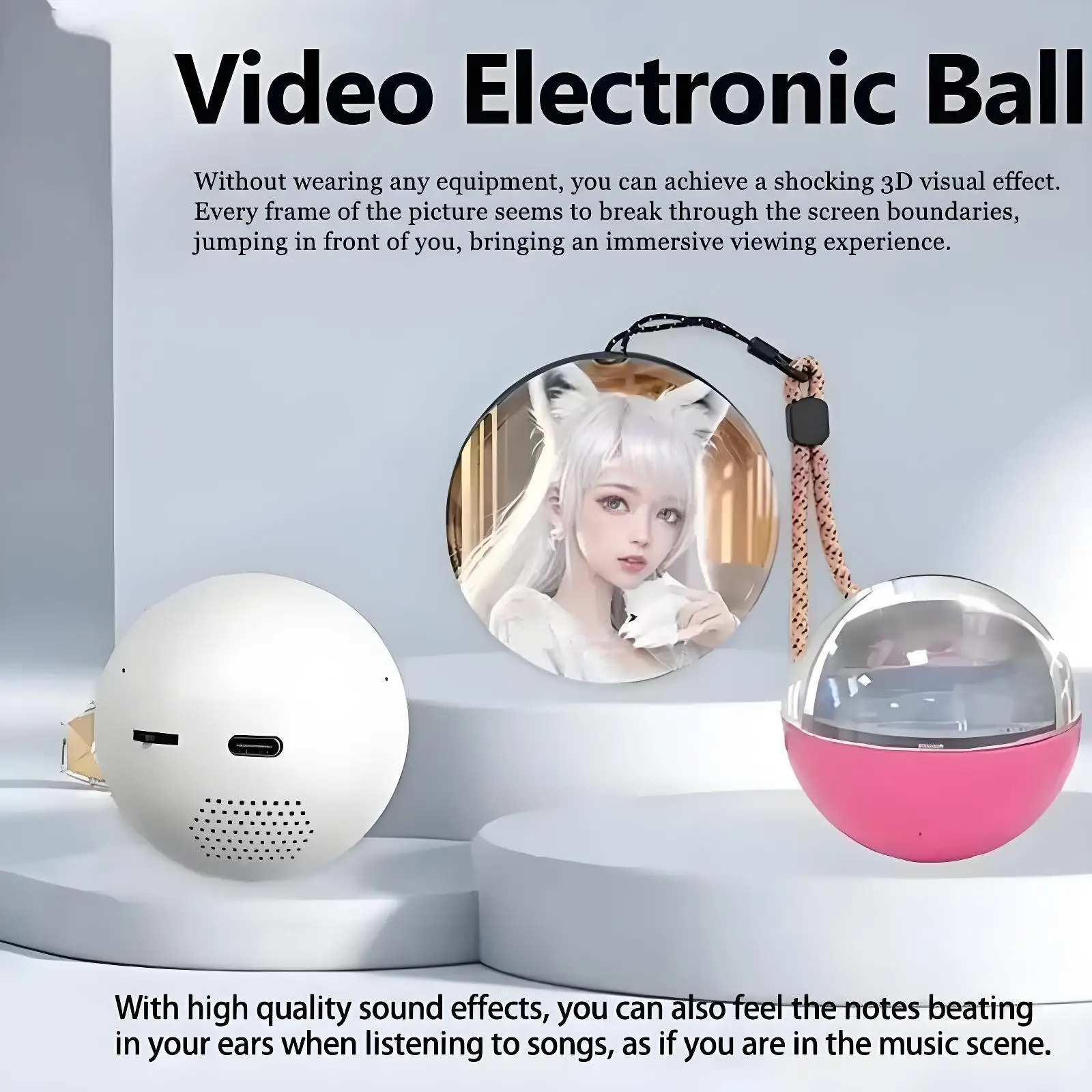 

2026 3D Video Magic Crystal Ball DIY Memory Art Glass Ball Lamp Spherical Pixel Display 2.7inchs Screen 4GB Videos Player Gift