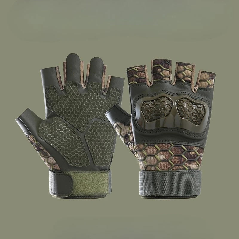 Men Half Finger Tactical Gloves Combat Hunting Hard Shell Protective Fingerless Anti-skid Wear-resistant Gloear-resistant Gloves