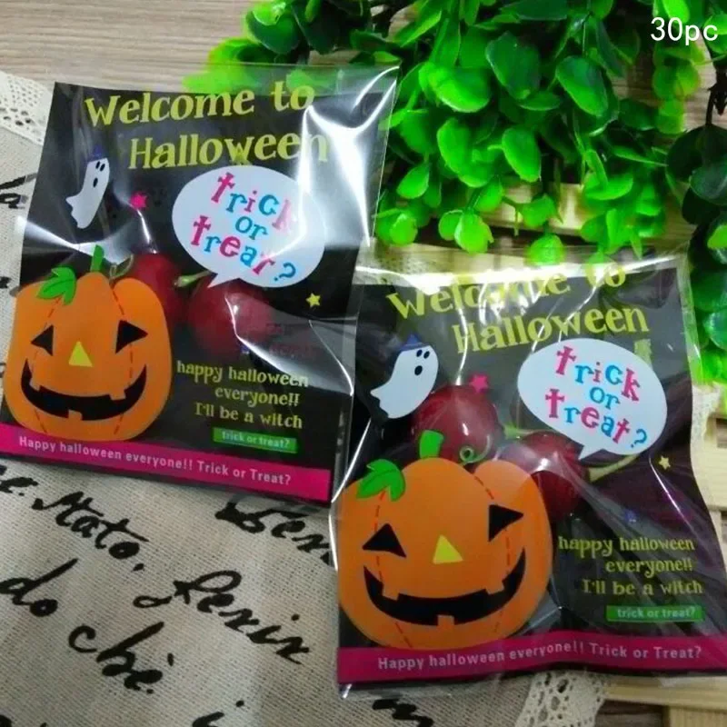 Happy 2024 Halloween Simpatico Zucca Trasparente Sacchetto di Caramelle Biscotto Panetteria Dim Sum Sacchetto Opp Autoadesivo Dolcetto o scherzetto