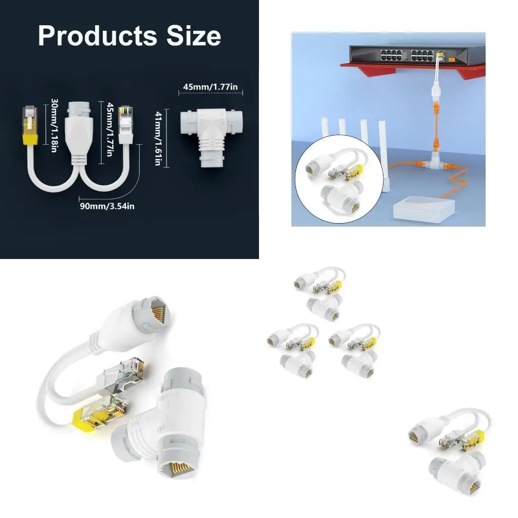 Y1UB POE Splitter RJ45 Connectors,Power Over Ethernet for Two Devices Using Single Networking Line 1In 2Out Efficient Cabling