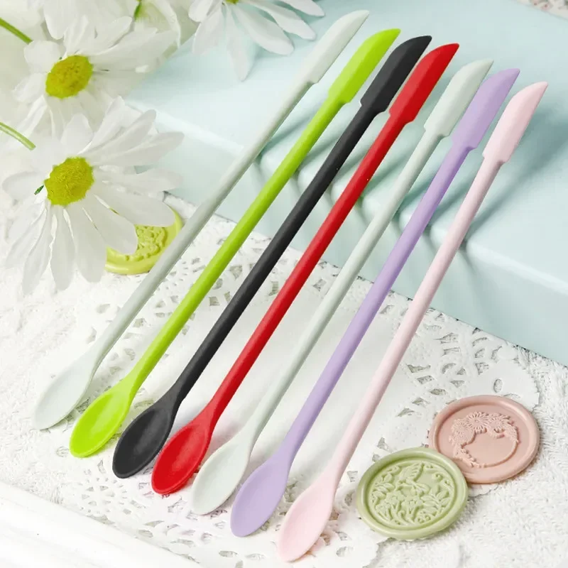 Seal Wax Cleaning Silicone Spoon Double-Headed Scraper Tool DIY Epoxy Resin Decoration Scraping The Edges of Melt Wax Beads