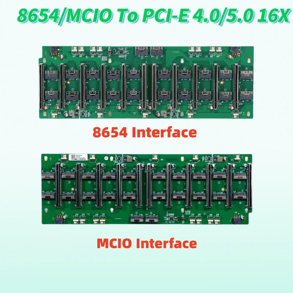 

2025 НОВЫЙ 8,10-карта с 11 слотами для графического процессора, базовая пластина 8654 для PCIE 4.0 X16 MCIO для PCI-E 5.0 X16, основание, расстояние между картами 40 мм