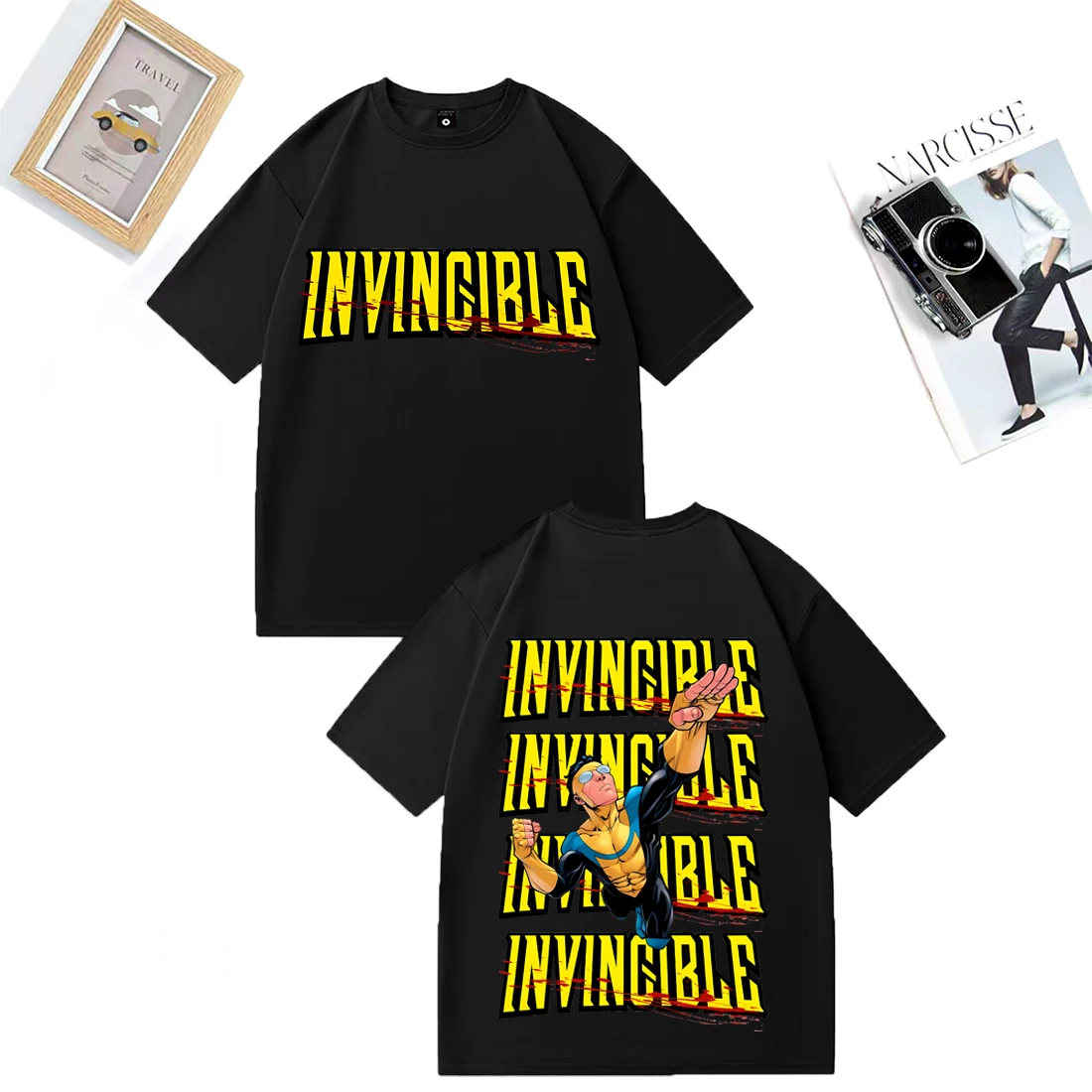 Invincible Mark Superhero T-shirt Men Woman Anime O-Neck Hip Hop streetwear vintage Oversized Cotton short sleeve t-shirts