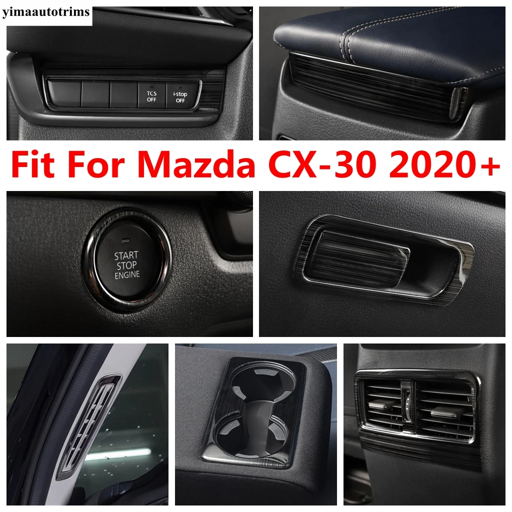 Pillar A Frame / Head Light / Water Cup / Glove Box Cover Trim For Mazda CX-30 CX30 2020 - 2024 Car Stainless Steel Accessories