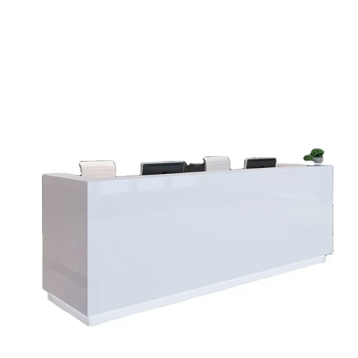 High Quality Front Desk Office Hotel Modern White Luxury l Shape Reception Front Desk