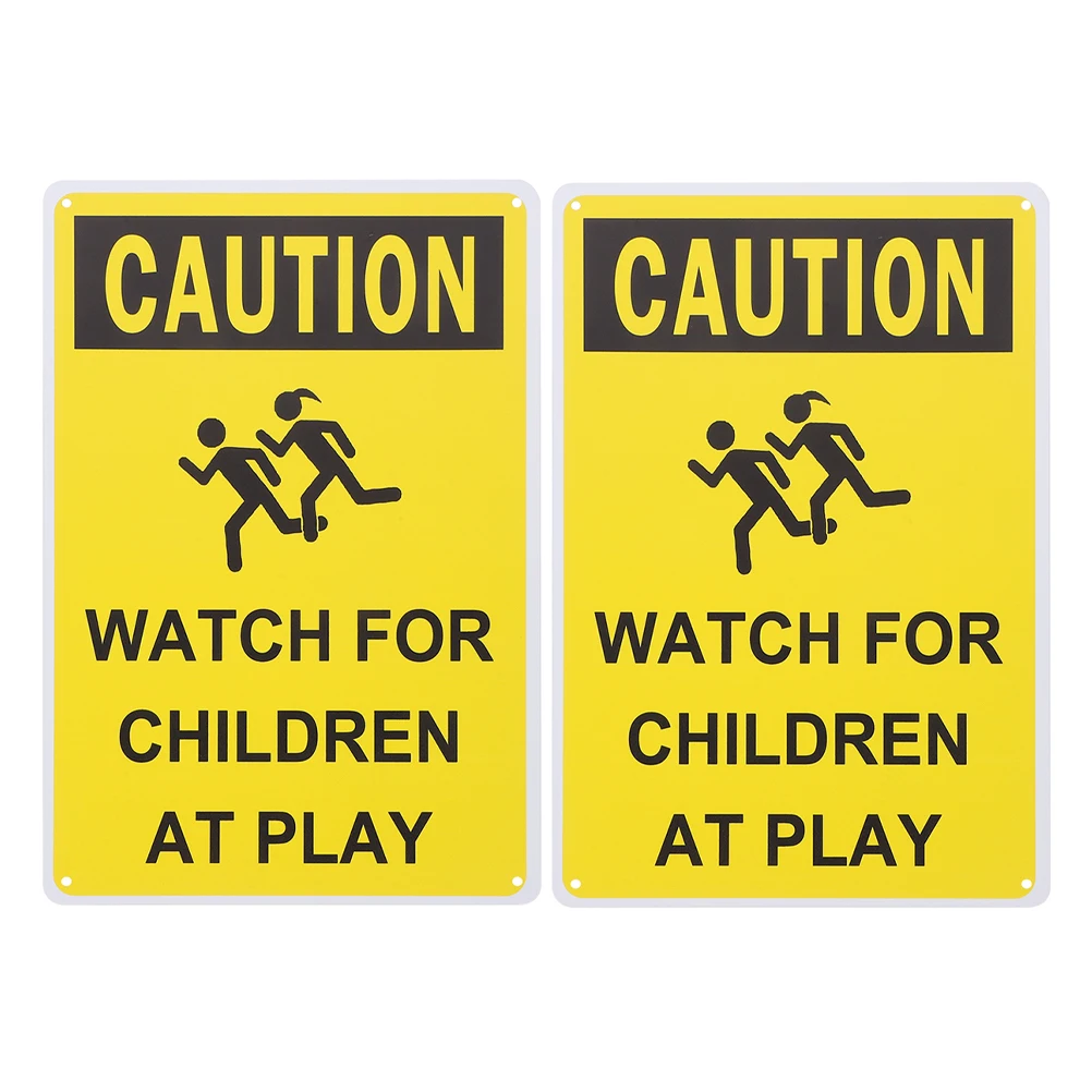 2pcs Road Safety Sign For Kids Playing: Slow Down Children At Play Warning Plate Reflective Traffic Sign For