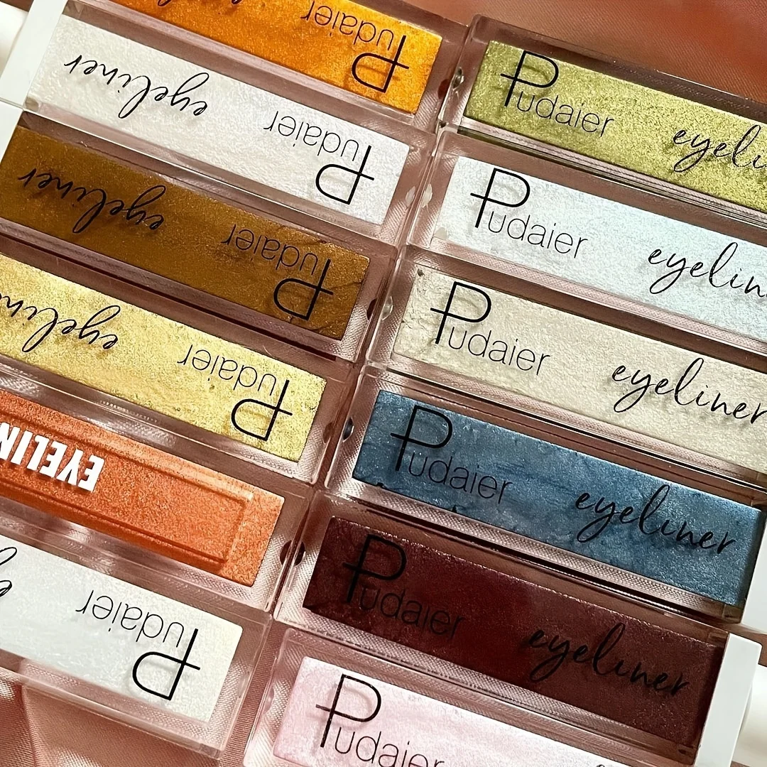 初心者とプロのための真珠光沢のあるリキッドアイライナーセット,防水,速乾性,防汚,12色