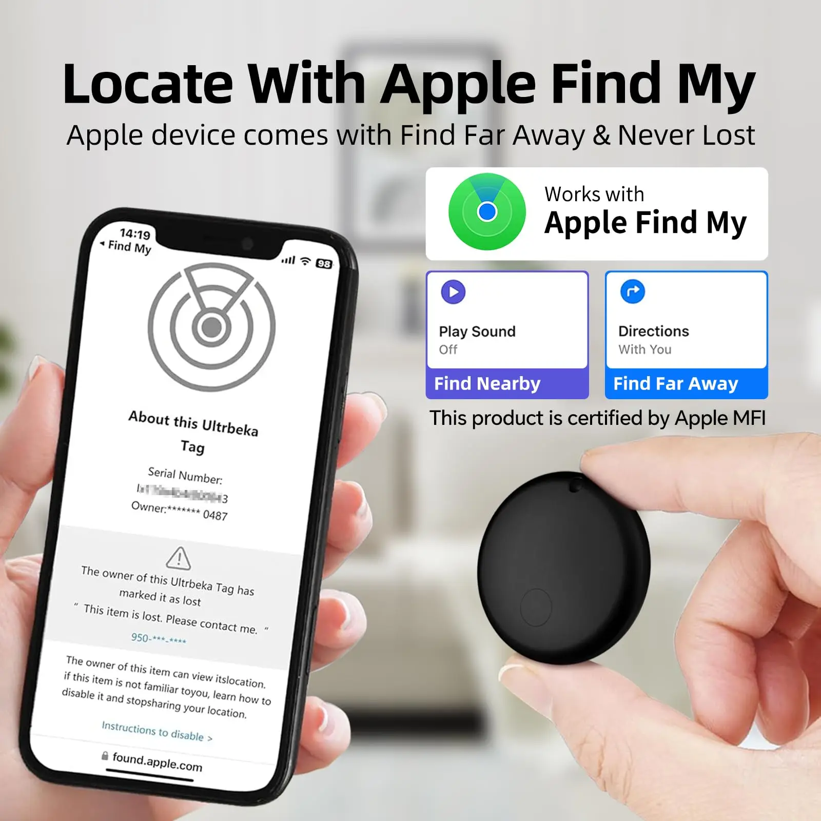 1/2/3/4/5PCS Air Tags GPS Tracker Tag Work with Apple Find My (iOS Only) Smart Tag Item Finders for Key Luggage Backpack