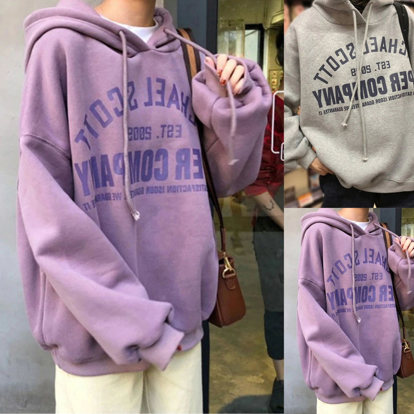 Sudadera con capucha de manga larga para mujer, suéter con estampado de letras Harajuku, ropa de calle de gran tamaño de felpa, Otoño e Invierno