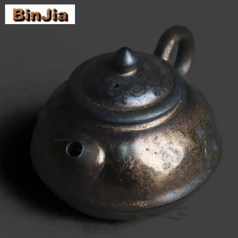 180ml Kiln-transformed Black-gold Teapot Elegant Tea Infuser Pot Tea Making Kettle With Strainer Chinese Tea For Tea Collection