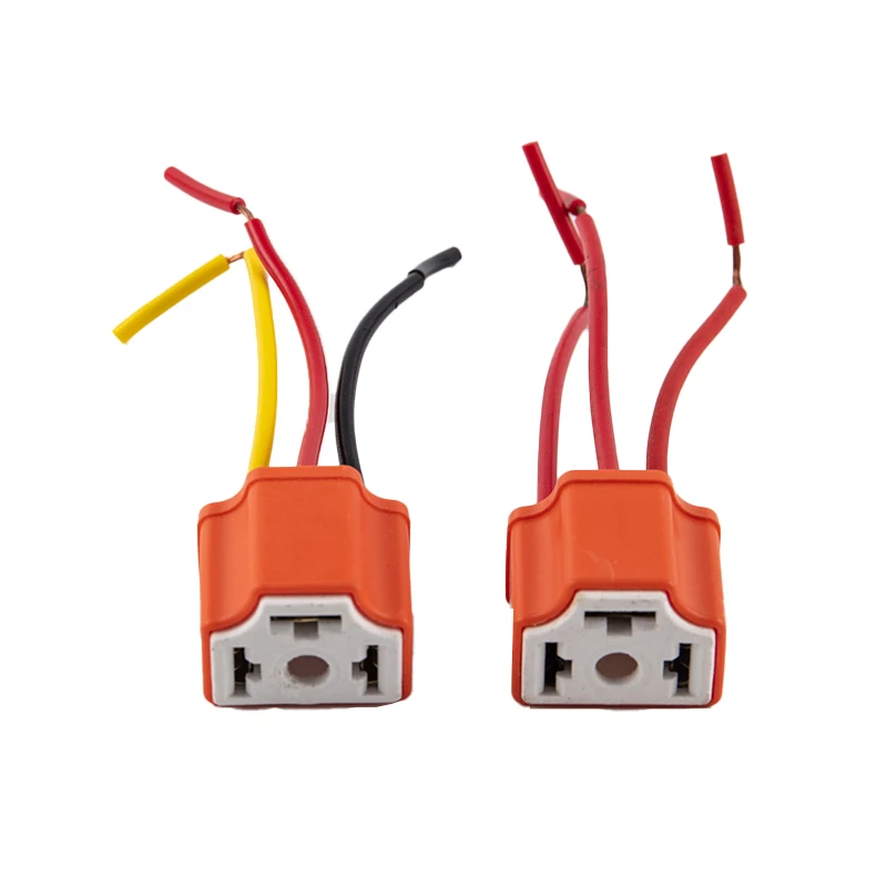 H4 Headlight Connector Socket With Line 3pin H4 High Temperature Resistant Car Headlight Ceramic Socket