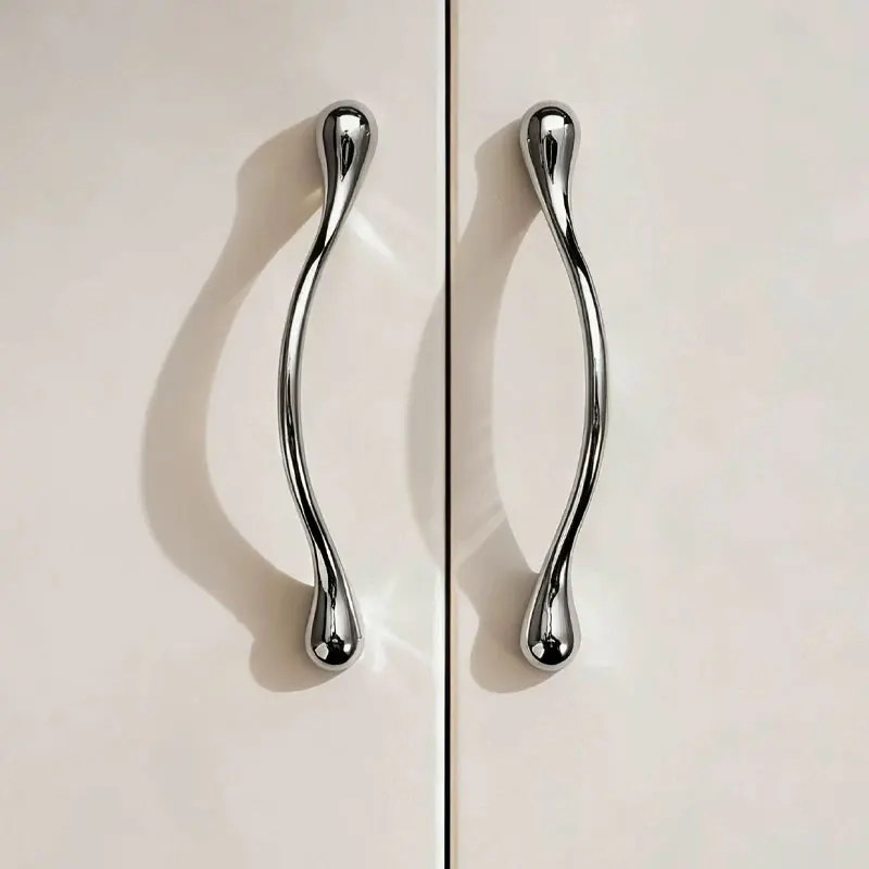 Bright Chrome Unique Cabinet Handles Ball Drawer Closet Knobs Minimalist Silver Wardrobe Pulls Modern Cupboard Door Handles