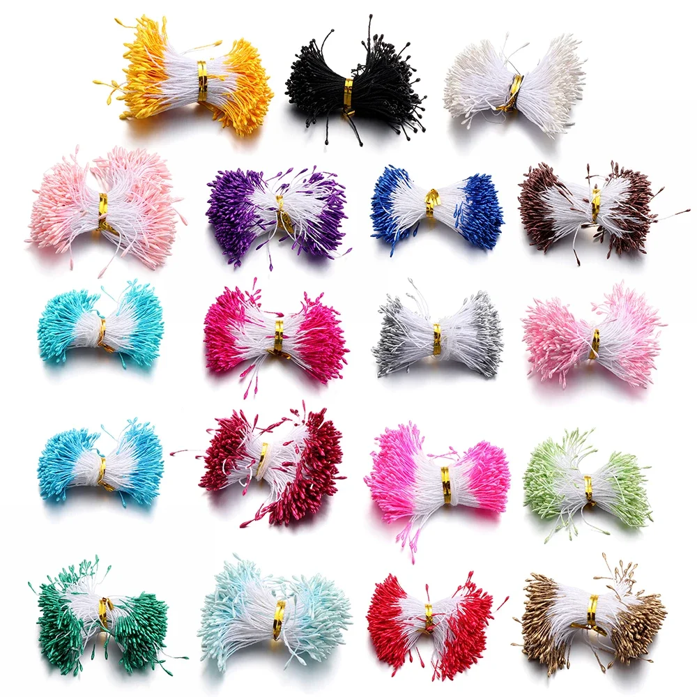 1mm 400 stks Mini Bloem Meeldraden Kunstmatige Parel Stamper Dubbele Hoofden Handgemaakte DIY Bloemen Ambachtelijke Voor Bruiloft Decoratie DIY Naald