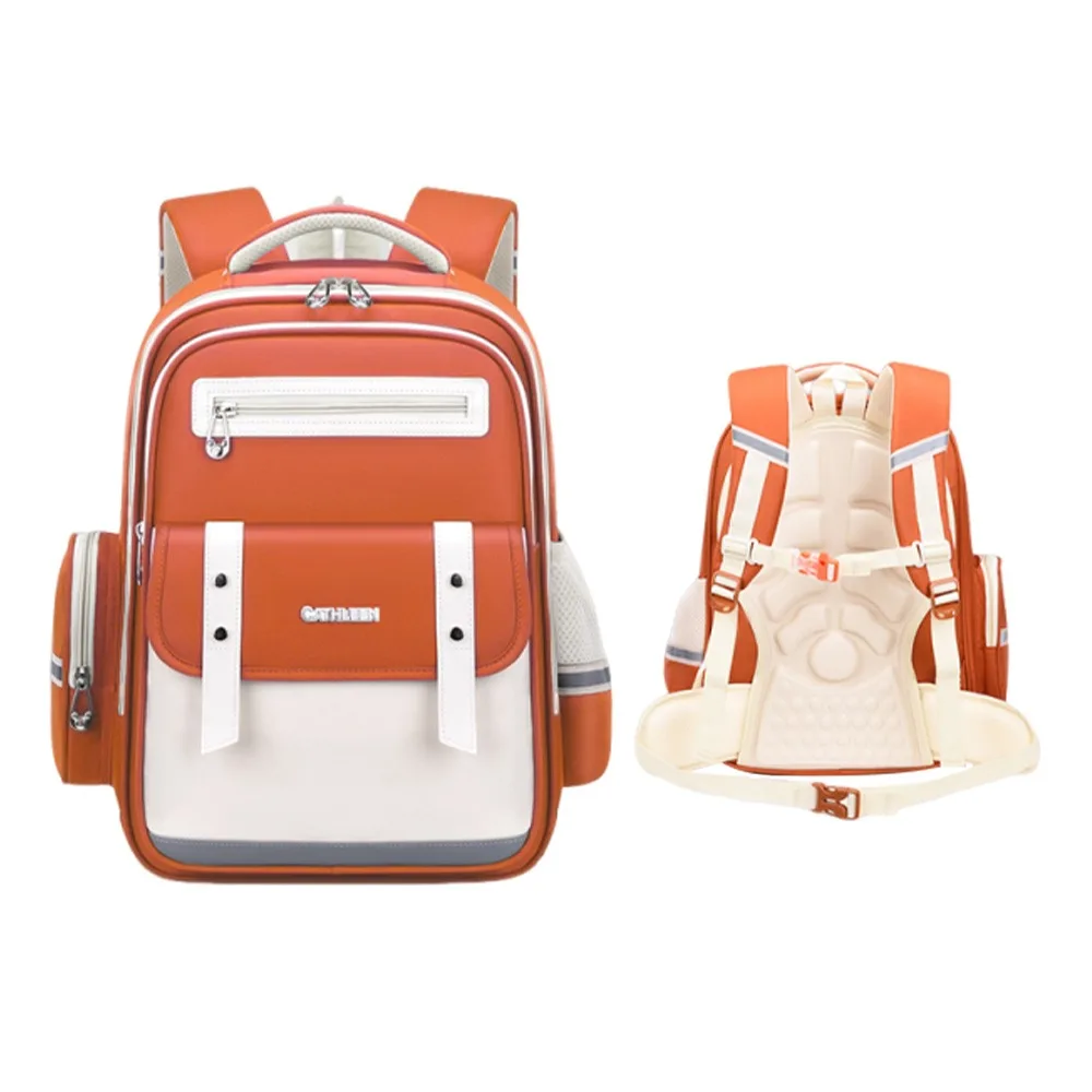

Large Capacity Students Backpack Spinal Protection with Reflective Strips School Bag British Style Ergonomic Kids Backpack