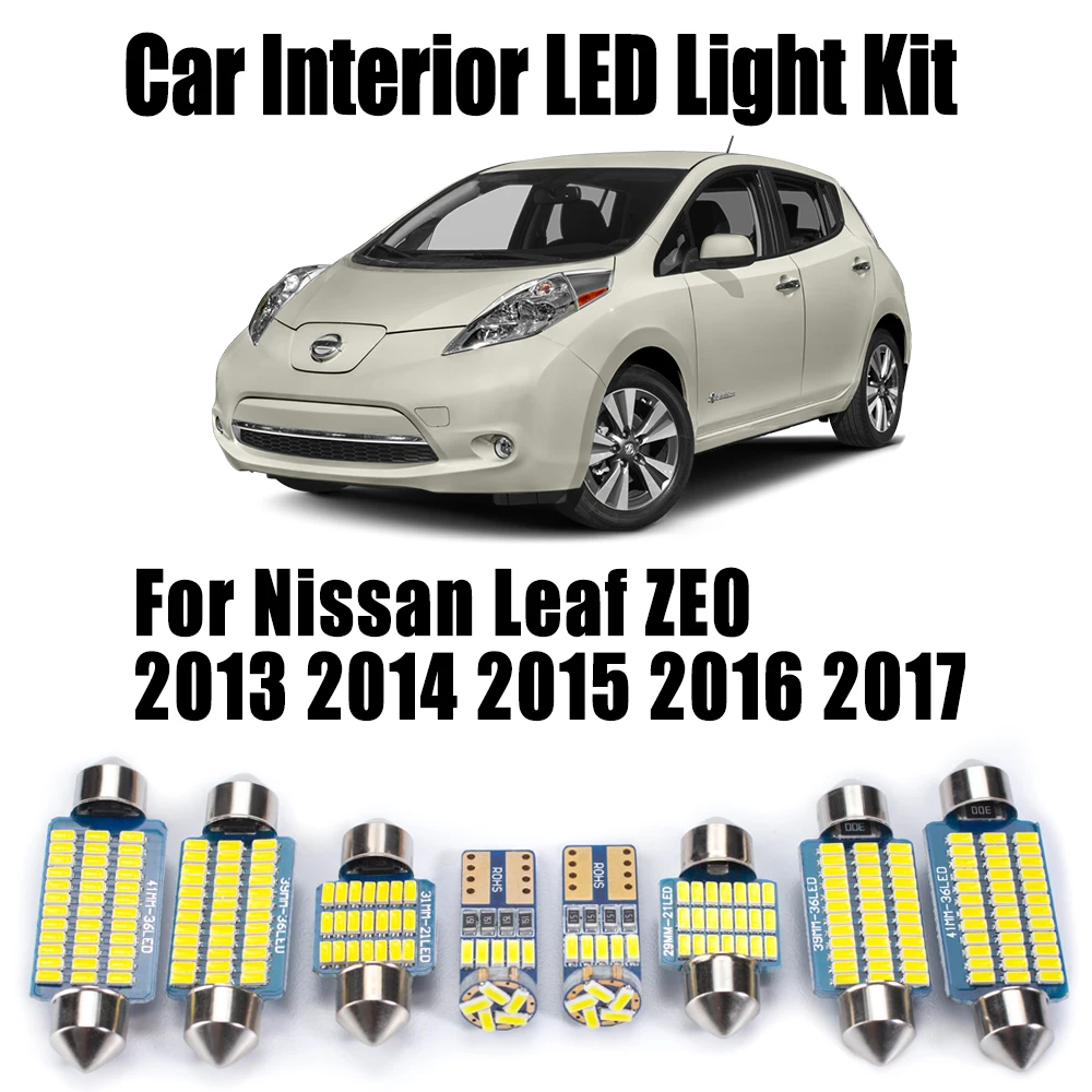 

6Pcs Canbus LED Interior Map Dome Trunk Light Kit For Nissan Leaf ZE0 2013 2014 2015 2016 2017 Car Number Plate Lamp Accessories