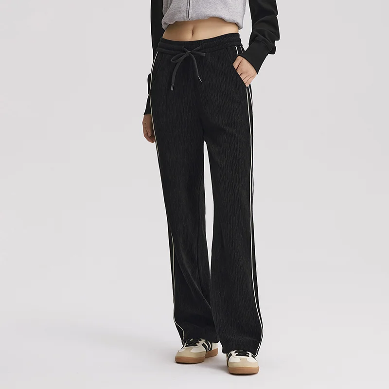 Semir 2025 Winter Chenille Trousers Color Block Slimming Street Style-Women's Wide Leg Pants