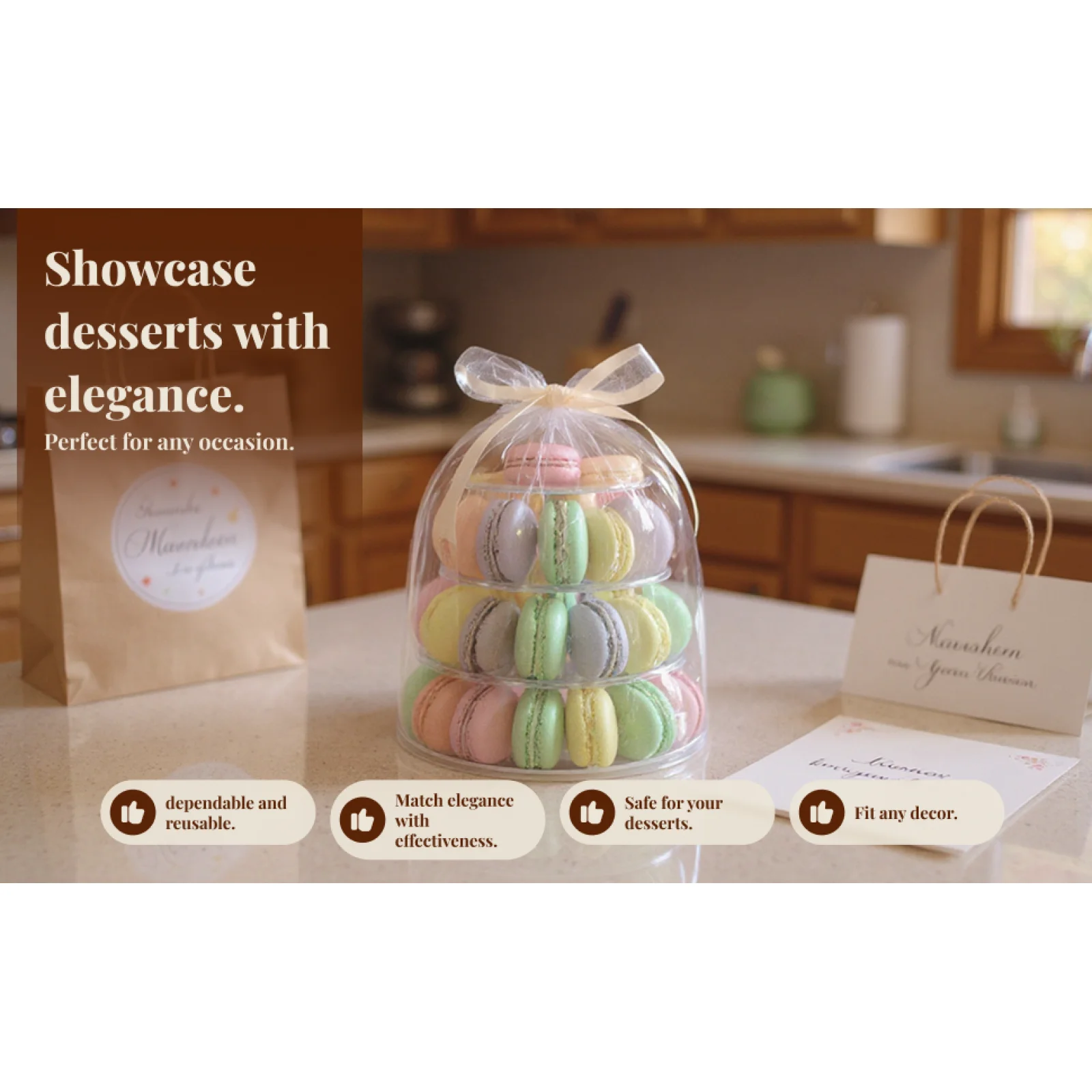 Tier Lightweight Plastic Macaron Display with Carrying Case