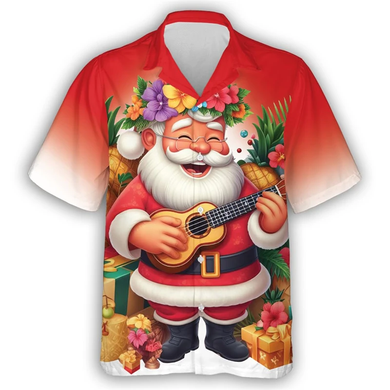 

Новые мужские клубные рубашки с 3D принтом, рождественские рубашки, новые рубашки с короткими рукавами и рисунком Санта-Клауса для отпуска, топы, женские рубашки на пуговицах