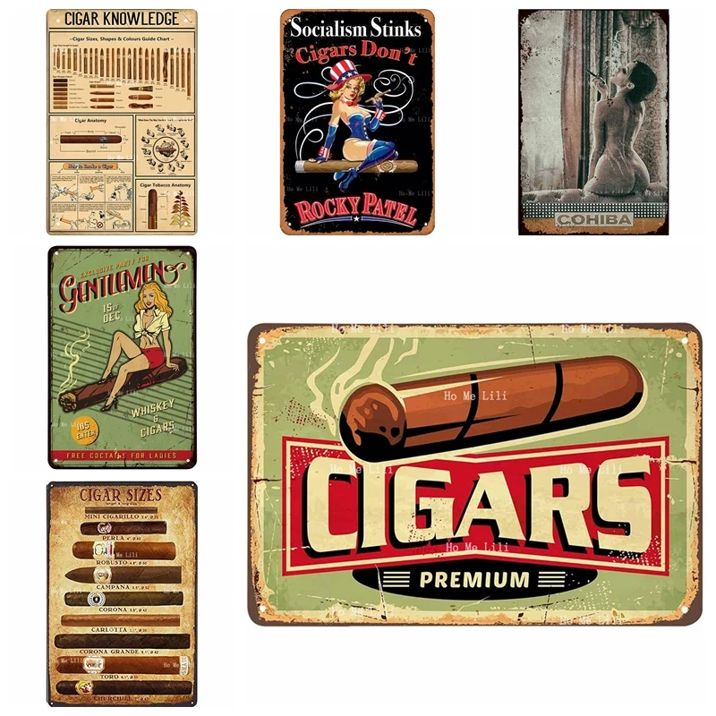 Socialism Stinks Cigars Smoking Pin Up Girl Letter Exclusive Party For Gentlemen Cigar Quote Metal Tin Sign Wall Decor