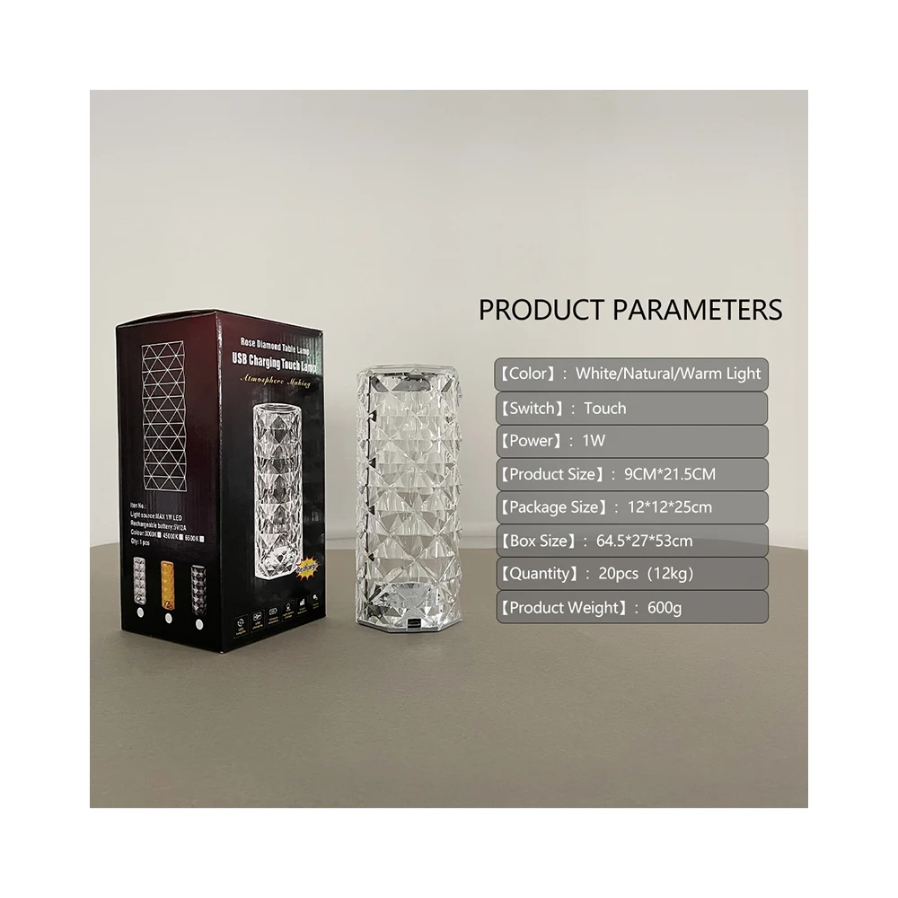 Hot Selling Table Lamp Warm And Romantic Home Restaurant Bar Crystal Glass Portable Rechargeable Table Lamp Interior Decoration