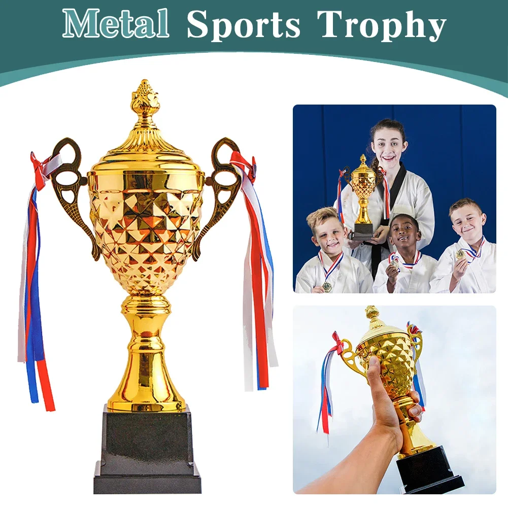

Gold Trophy Cup Height 33cm Football Trophy Competition Trophy Metal Sports Trophy Winner Trophies for Winner Kids and Adults
