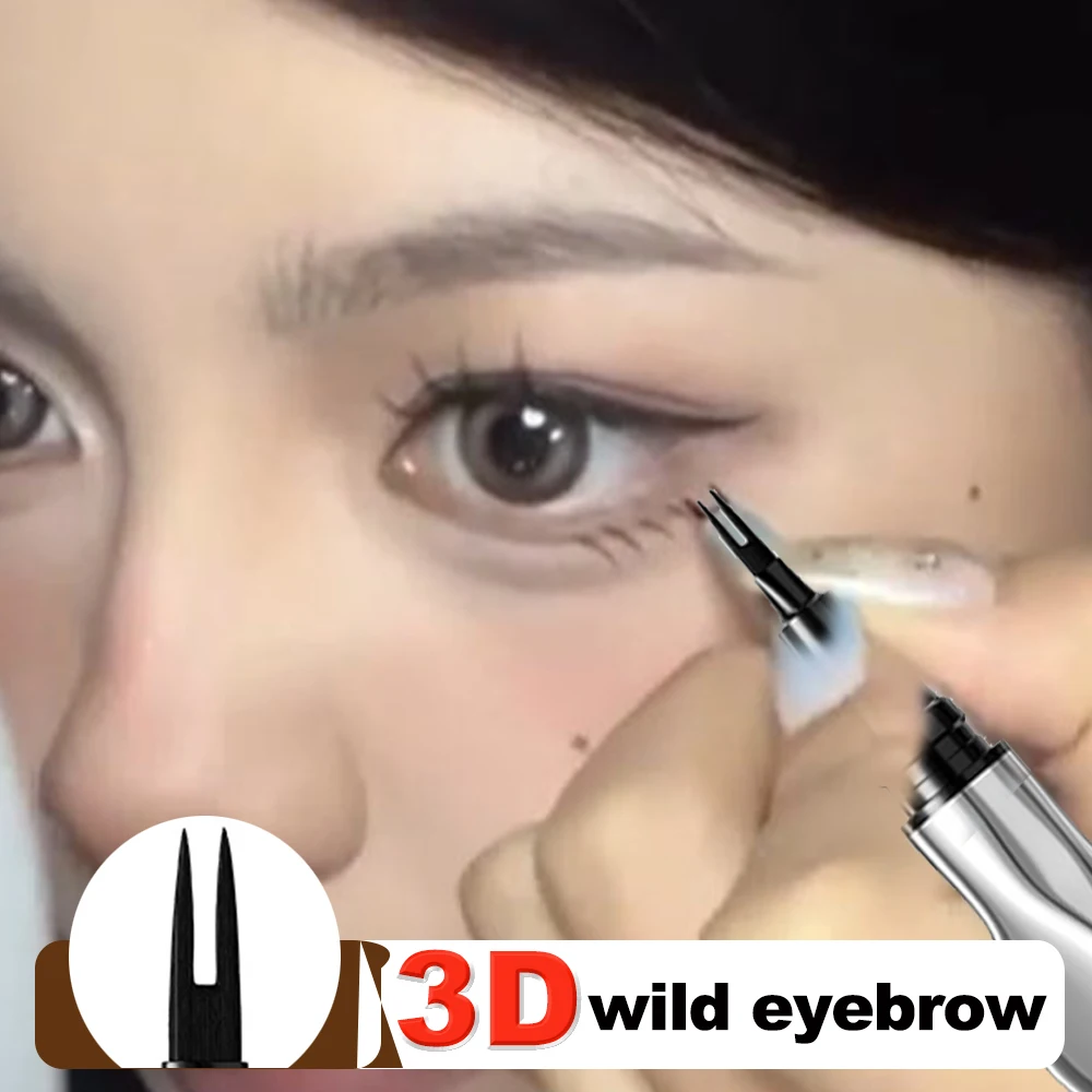 Matita per sopracciglia ultrafine a 2 punti che dura facile da impugnare Posizionamento Penna per sopracciglia Liquido impermeabile sdraiato Baco da seta Eyeliner Trucco per occhi