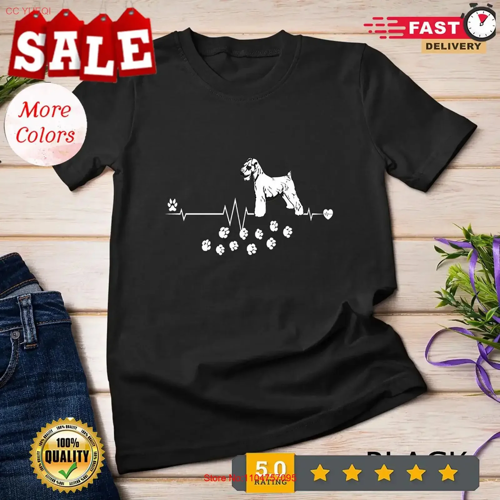 Miniature Schnauzer Dog Heartbeat Dogs Breed T shirt vintage Washed Casual Stylish Soft graphic Breathable