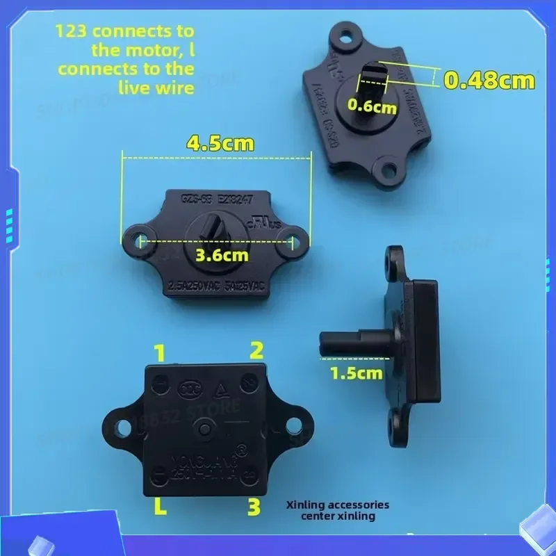 for GZS-6B E218247 2.5A 250VAC 5A 125VAC Electric Fan Switch 4-Position 3-Speed Power Switch Replacement Parts
