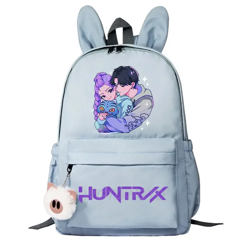 Nuovo zaino con orecchie di coniglio KPop Demon Hunters HUNTR/X Rumi Mira Zoey Stampa Borse da scuola per studenti Ragazzi Ragazza Zaini simpatico cartone animato