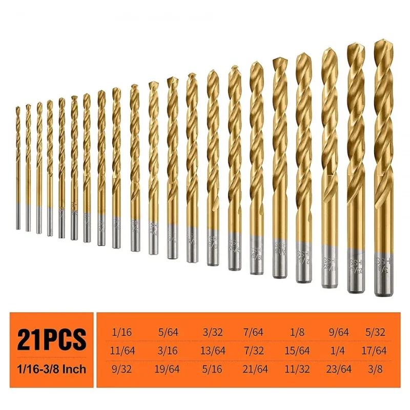 58pcs-set 20sets-carton Titanium Metal Drill Bits Quick Change Screwdriver Bit Sets High Speed Steel with Hex Shank M35 Wood