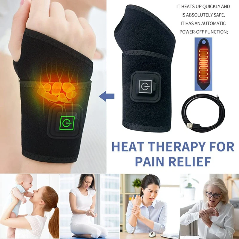 Wrist Heated Brace Wrist Warmer Electric Heated Wrap Wrist Heating Pads For Carpal Tunnel Syndrome Arthritis Tendonitis