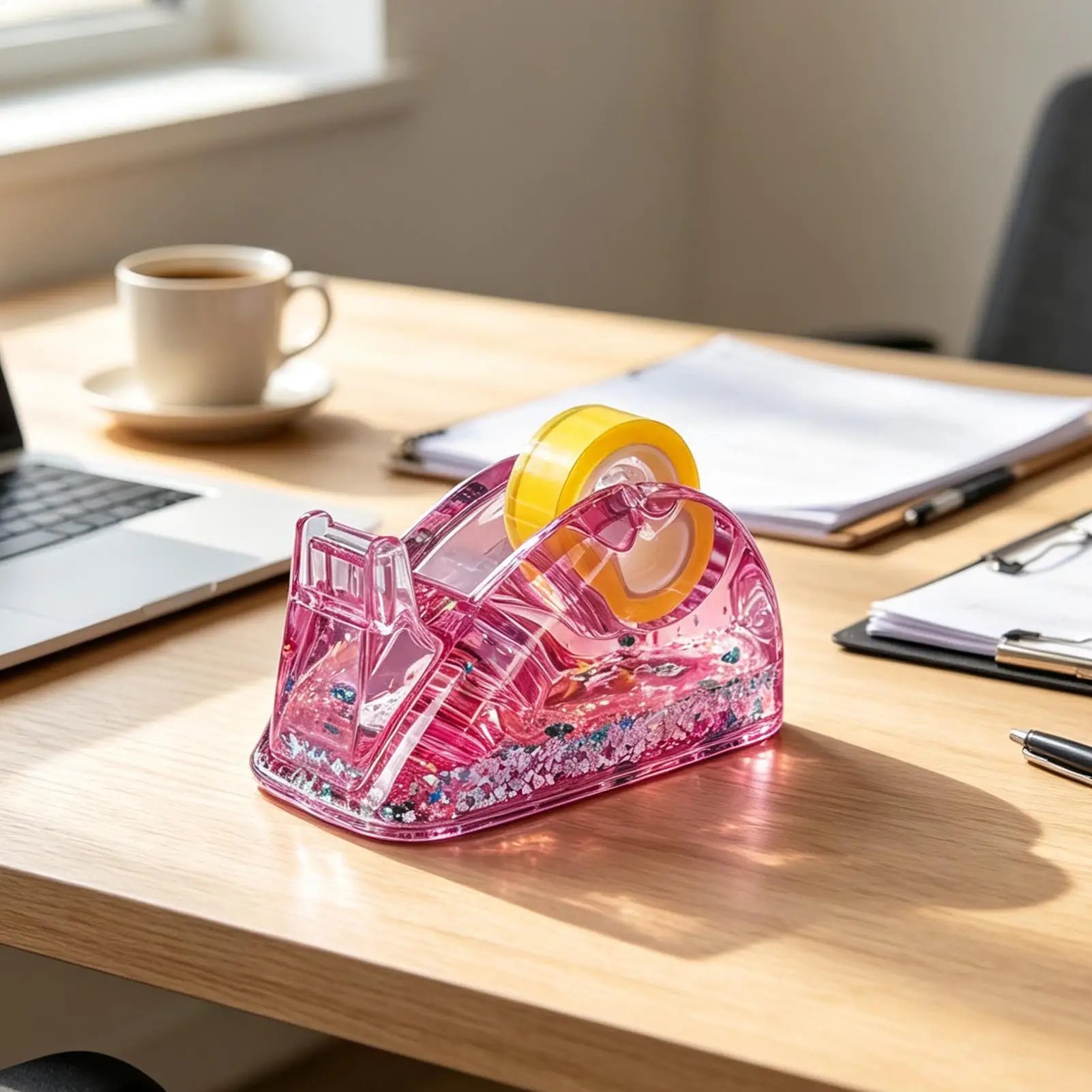 desktop-tape-dispenser-non-slip-acrylic-glitter-slip-stationery-tool-clear-liquid-tape-dispenser-for-mailing-prep-wrapping