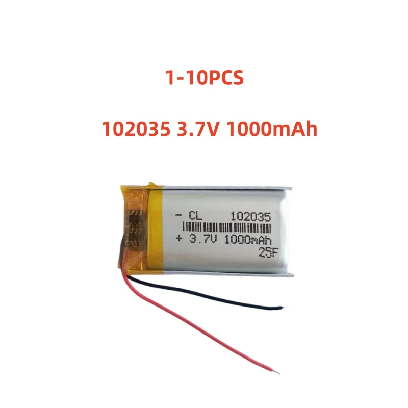 

1-10 Pcs 102035 3.7V 1000mAh Lithium Polymer Battery For MP3 MP4 GPS DVR LED Lights Bluetooth Speaker Recording Pen Toys