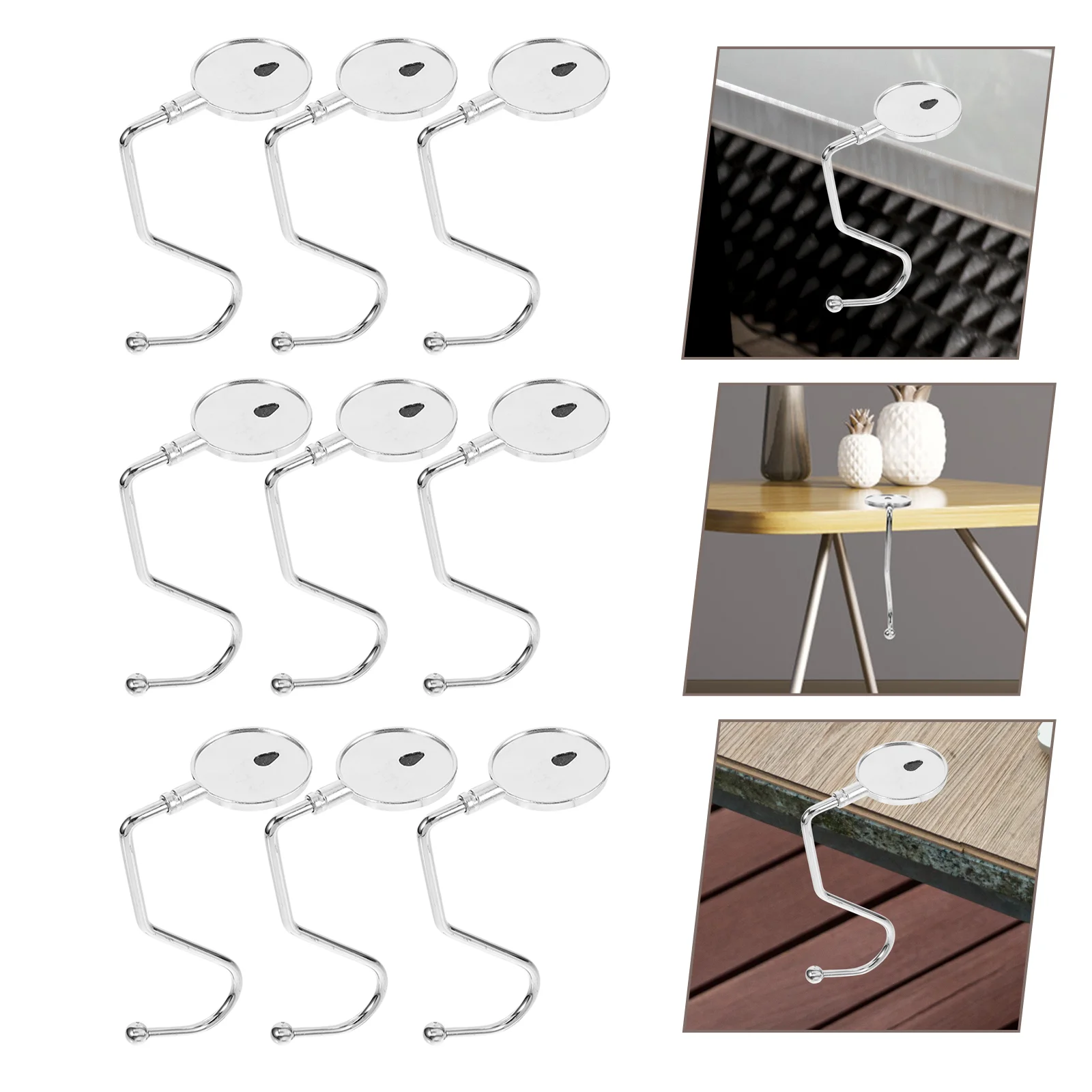 10 Pcs Hook up Anti-skid Office Mantel Hangers Purse for Table Aluminum Alloy + Iron Bag Holder Clip