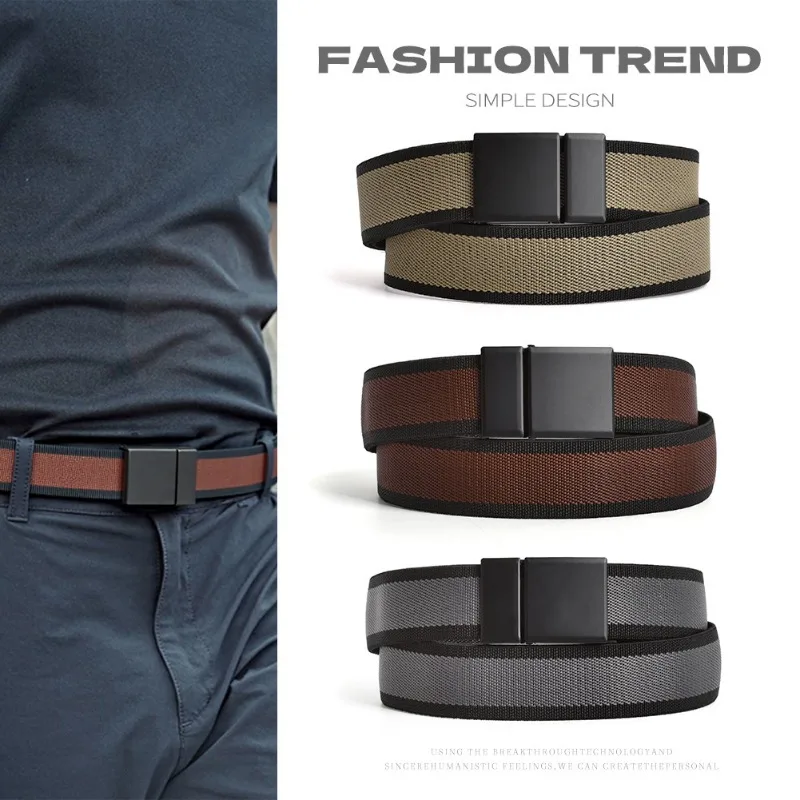 

Классический мужской простой ремень, повседневный нейлоновый цвет, универсальные джинсовые аксессуары, тактический ремень с автоматической пряжкой для спорта на открытом воздухе