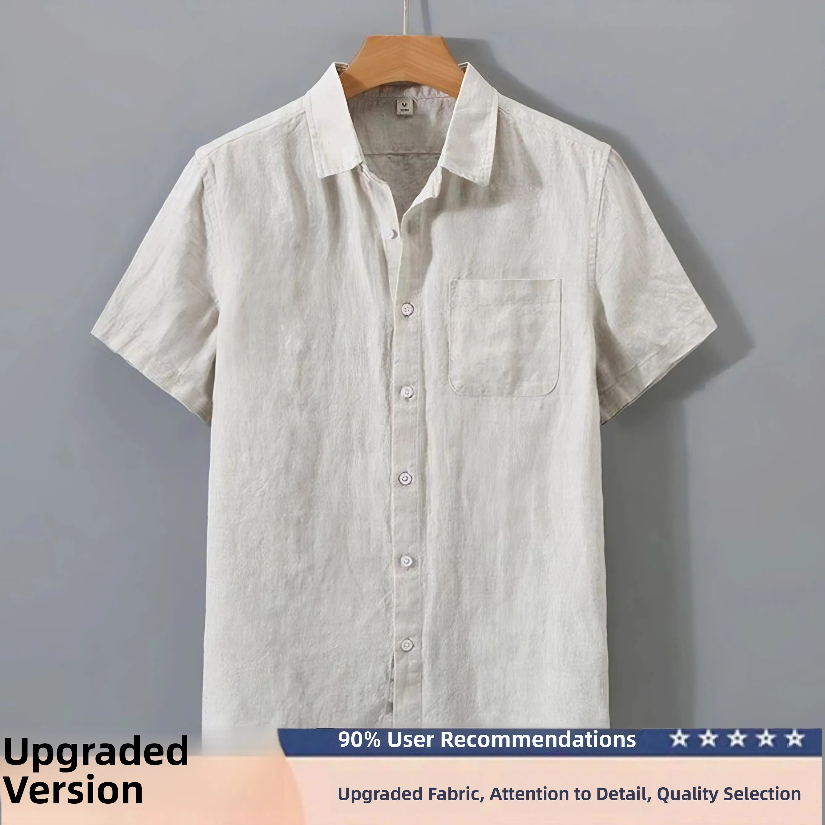 

Summer Men's Casual Cotton Linen Half Sleeve Shirt Thin Outerwear Cardigan Top Skin-friendly Breathable Loose Fit Short Sleeve