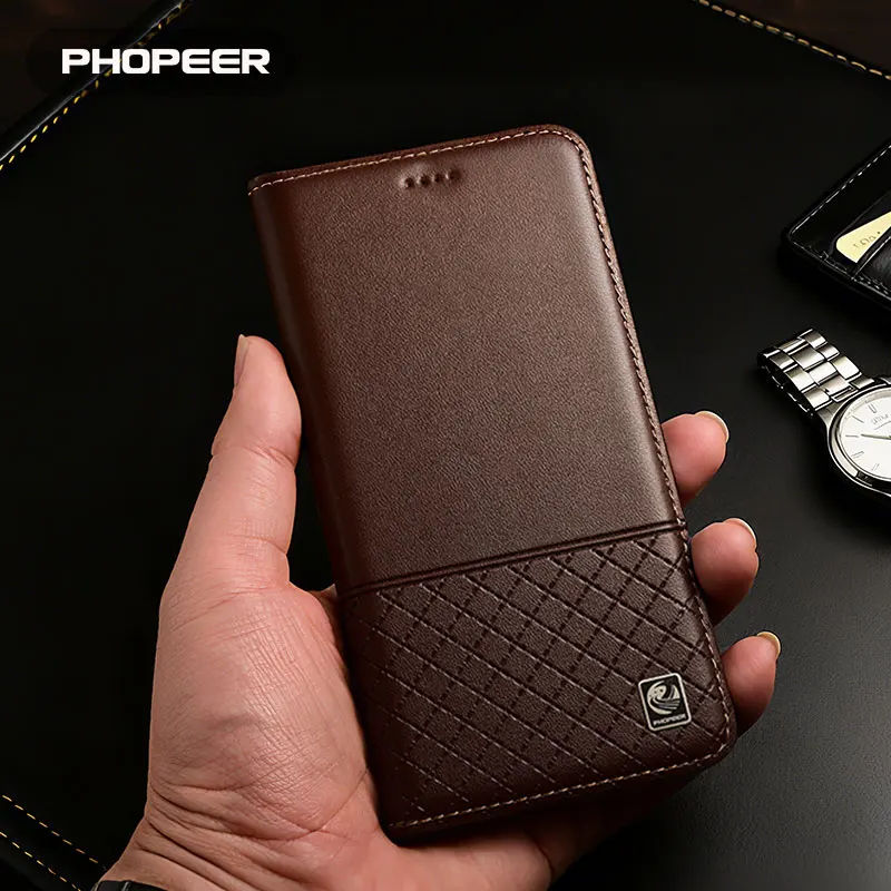 Luxury Genuine Leather Phone Case For Xiaomi BlackShark 5/4/3/2/1 S R Pro Nappa pattern with square mesh underneath