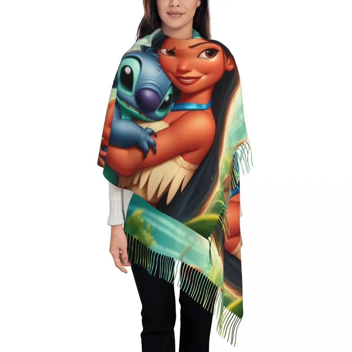 

Custom Printed Princess And Stitch Scarf Men Women Winter Fall Warm Scarves Shawls Wraps