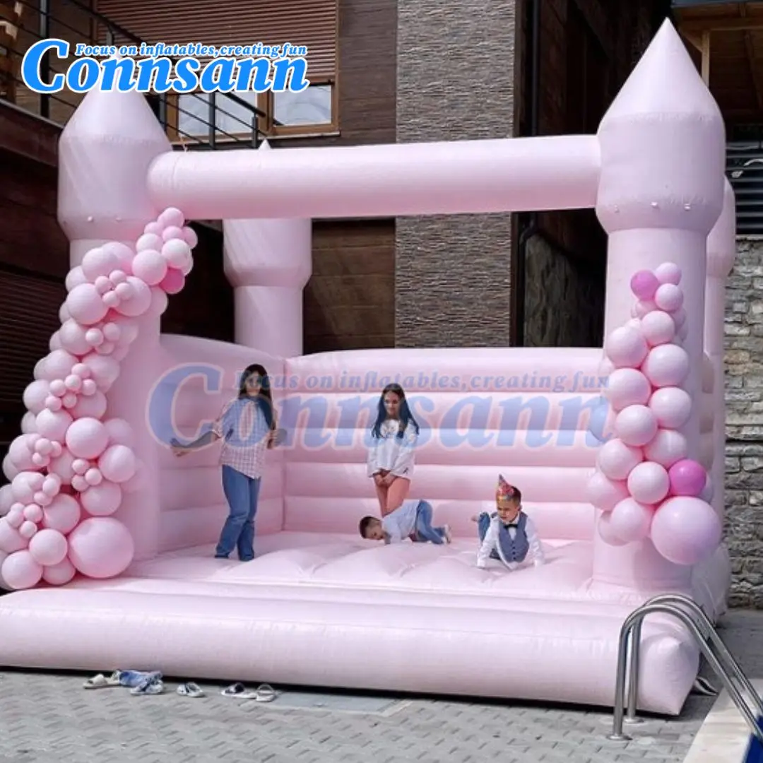 Connsann-castillo inflable de boda, casa de rebote rosa, grado comercial, certificado ASTM, 100% PVC, personalizado