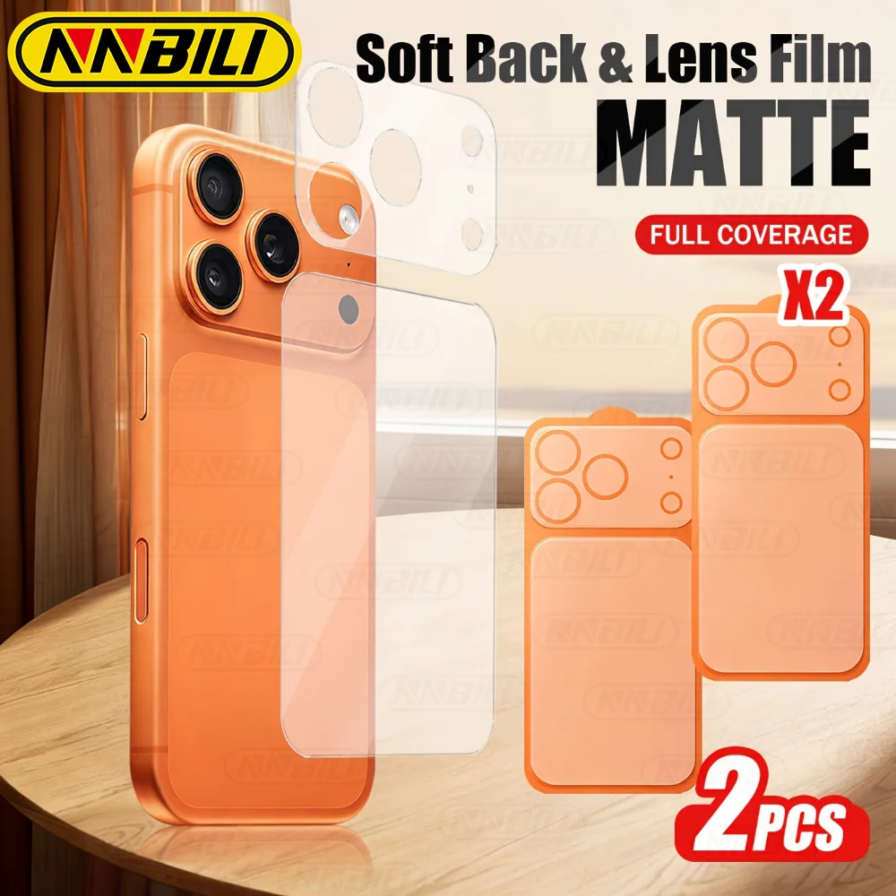 NNBILI 2Pcs Matte Soft Hydrogel Back Screen Protector Film With Lens Protection Film for iPhone 17 Pro Pro Max Easy Installation