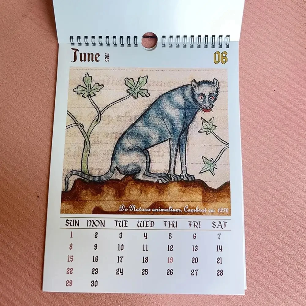Middeleeuwse kattenkalender 2026 - Vreemde middeleeuwse kattenwandkalender, 12 maanden lelijke middeleeuwse kat, 2026 januari tot december 2026