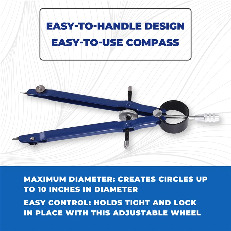 

ABTO-2 Pack Drafting Compass With Lock Math Bow Compass Drawing Metal Compass With Wheel Geometry Compass Bow Divider Precision