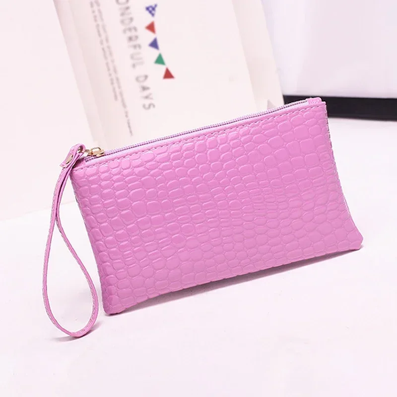 New Women Crocodile Pattern PU Long Wallet Litchi Grain Coin Purse Female Bag Wrist Bags Zipper Phone Pocket Credit Card Holder