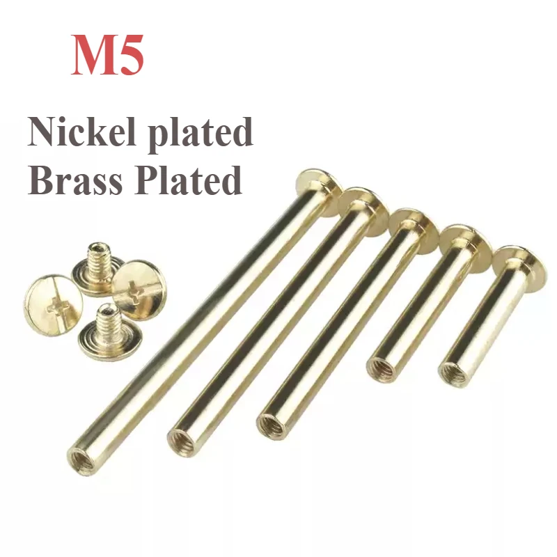 5pcsm5 Nickel Plated/brass Plated Album Screw Leather Belt Wallet Photo Scrapbook Account Book Post Chicago Screw Binding Rivets