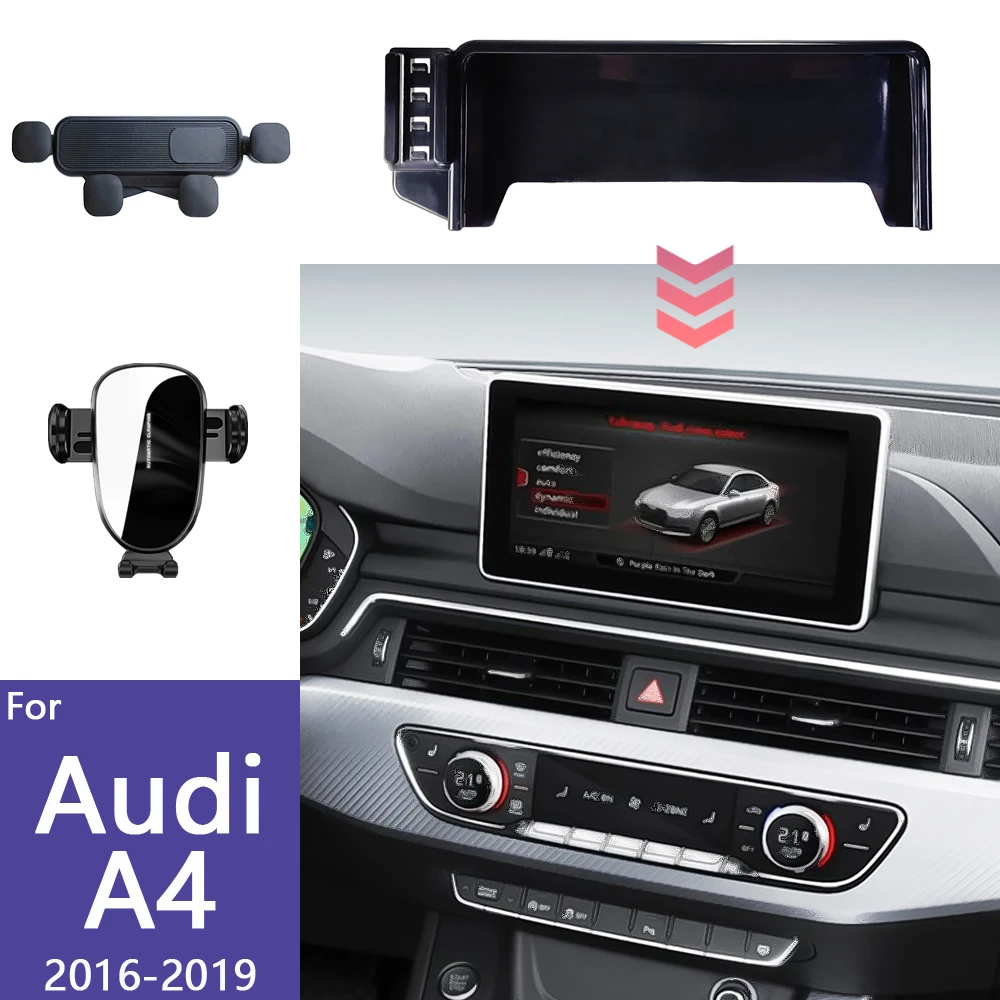 Dla Audi A4 B9 2016 2017 2018 2019 Uchwyt na telefon Panel ekranu samochodowego Stała podstawa Bezprzewodowe ładowanie Wsparcie Grawitacyjny uchwyt samochodowy na telefon