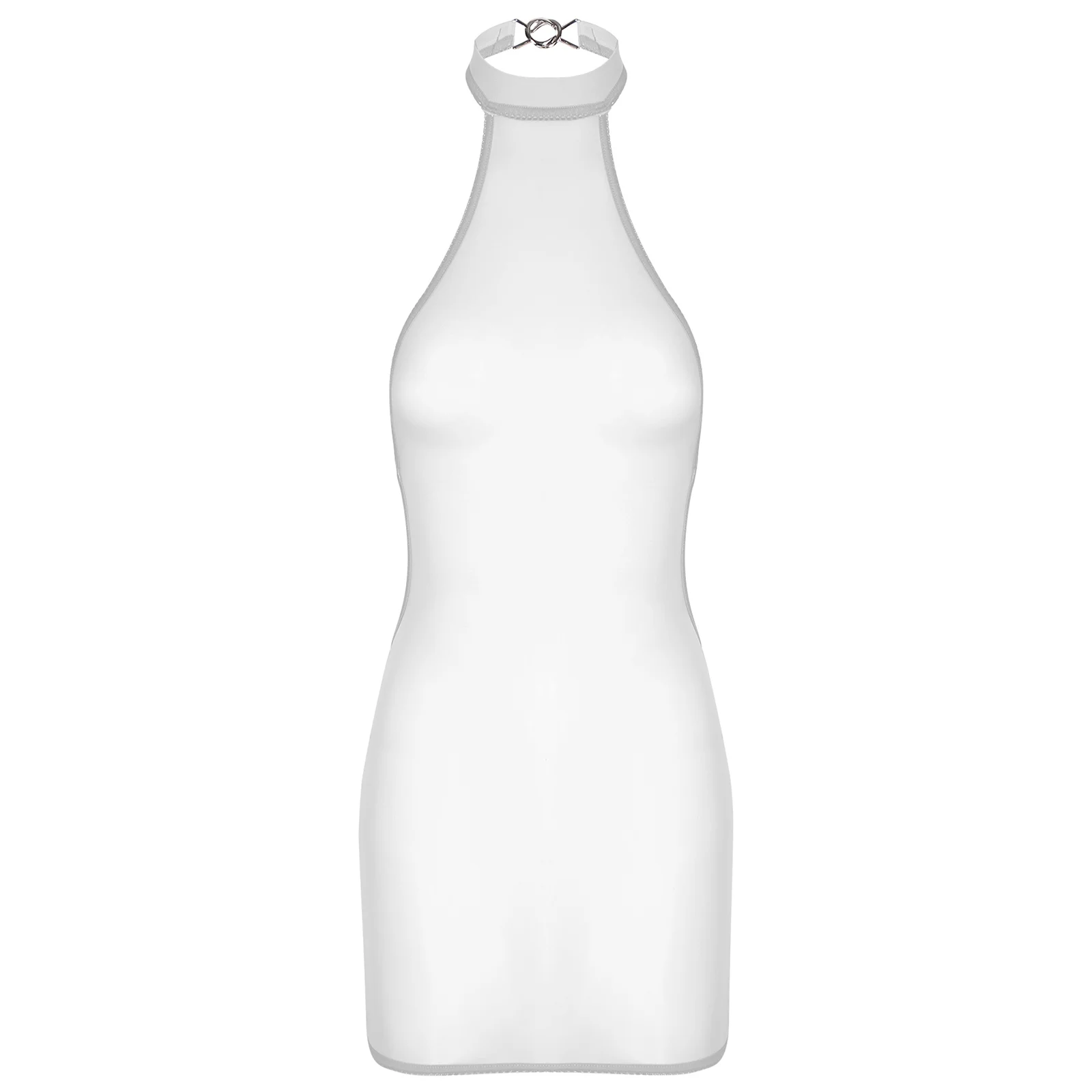 

Sexy Women See Through Mini Dress Tight Hot Dress Erotic Lingerie Nightwear Sleeveless Backless Dress Club Flirting Cami Dress