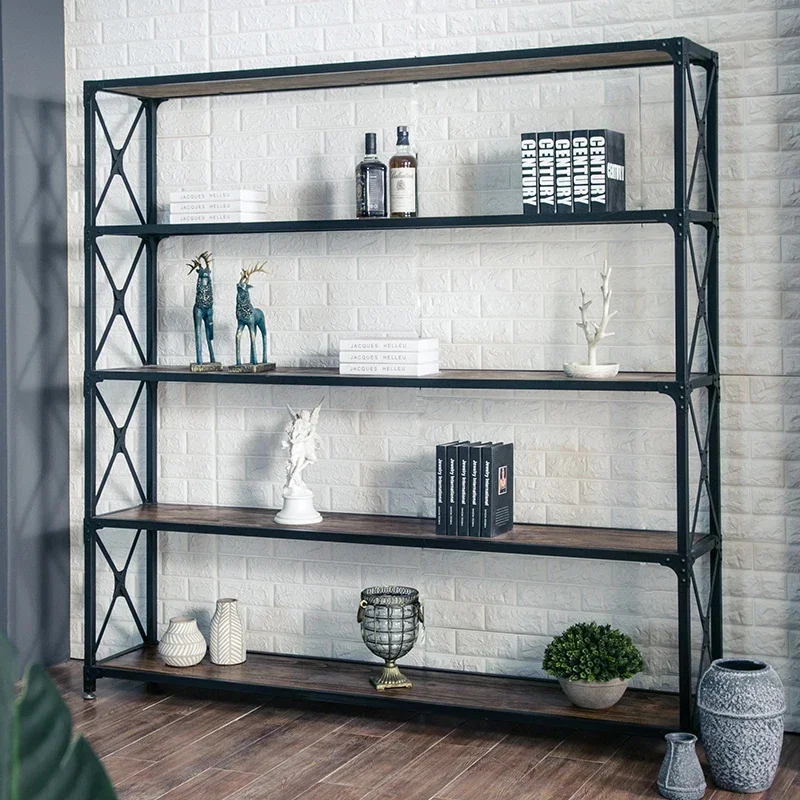 

Advanced American Attic Industrial Style Forged Iron Shelves Storage Solid Wood Flooring Living Room Bedroom Retro